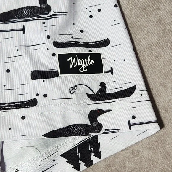 Men WAGGLE Performance Golf Polo shirt 3XL Loon Lake AOP canoe fishing Minnesota - Picture 5 of 7